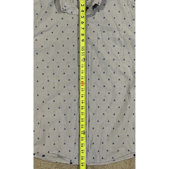 Southern Tide Men's Trim Fit Cotton Blue Striped Large Octopus Short Sleeve Shir - Picture 3 of 8